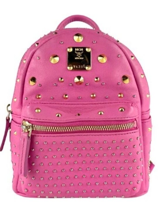 MCM Handbags - Auth MCM Backpack Pink/Gold Leather/Metal - z9383